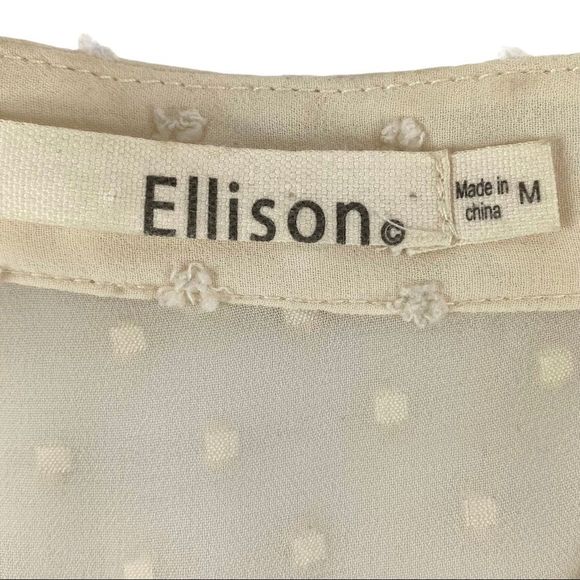 Stitch Fix Ellison Swiss Dot top ivory blouse -M - Picture 12 of 17